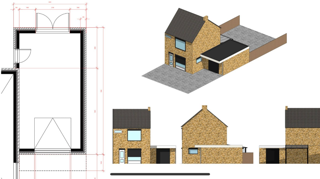 Visualisatie van een woninguitbreiding